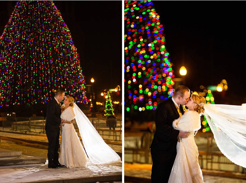 Christmas wedding photos at Clinton Square