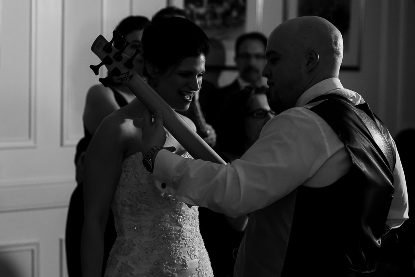 Groom plays for bride when he joins in with the wedding band!