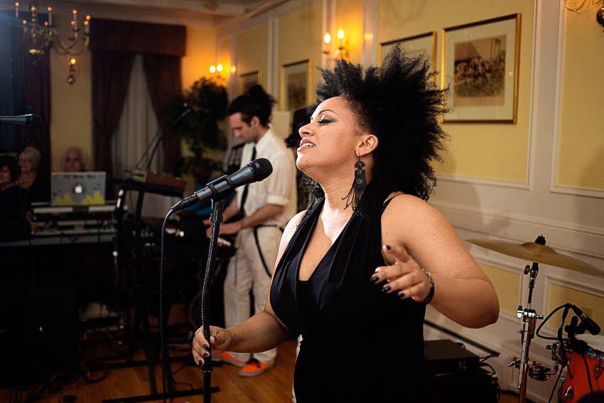 Wedding guest joins in with the band for a song!