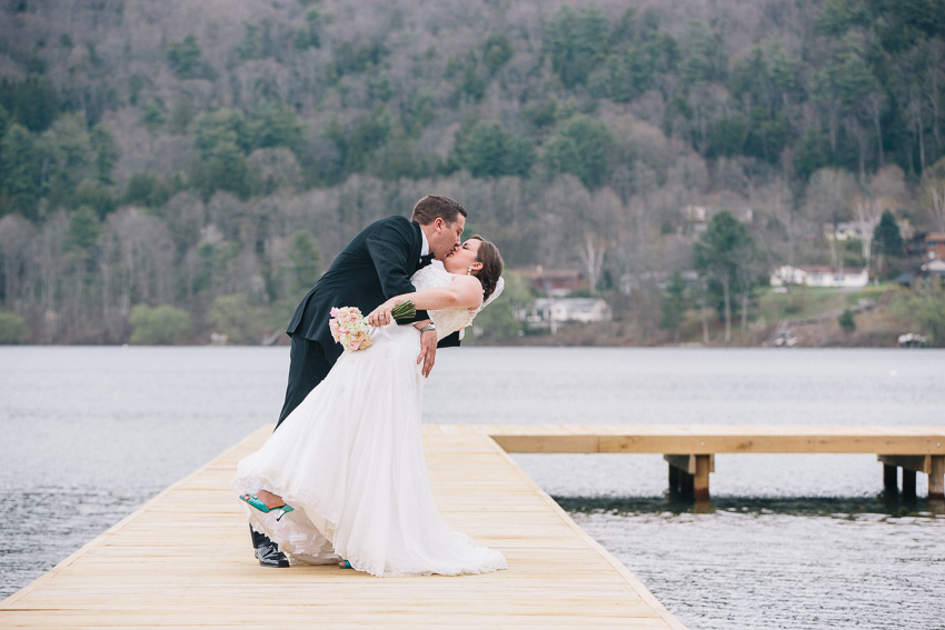 wedding photography on dock at Otesaga