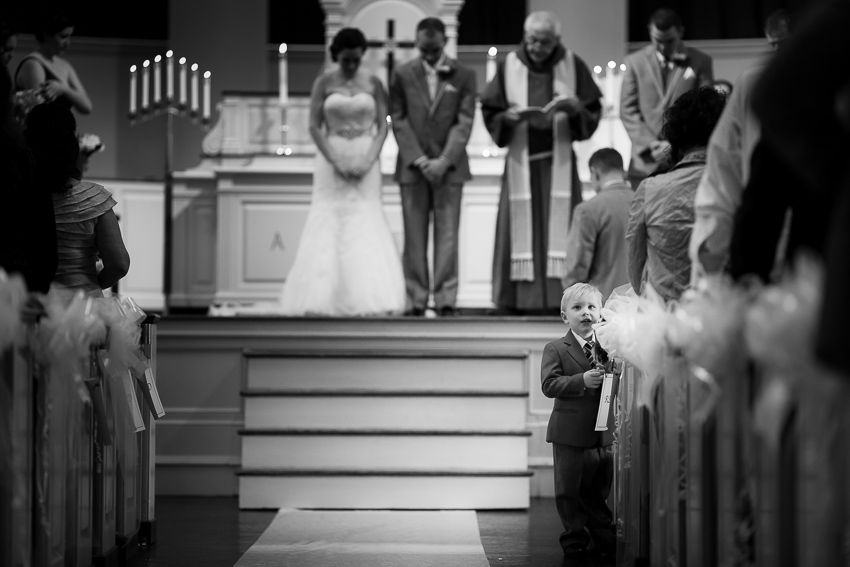 ring bearer during Hendricks Chapel wedding ceremony