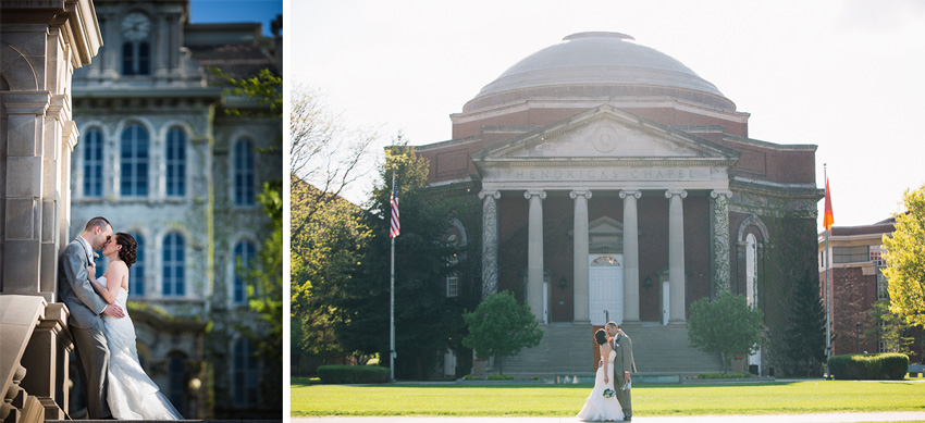 wedding photos at the Hall of Languages and Hendricks Chapel