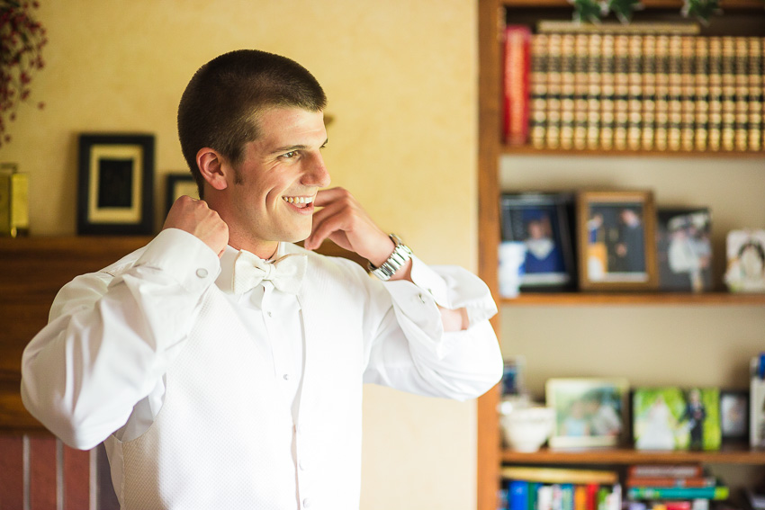 groom getting ready at home in east syracuse