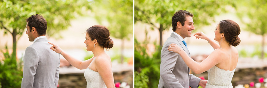 groom seeing bride for the first time at Turning Stone wedding