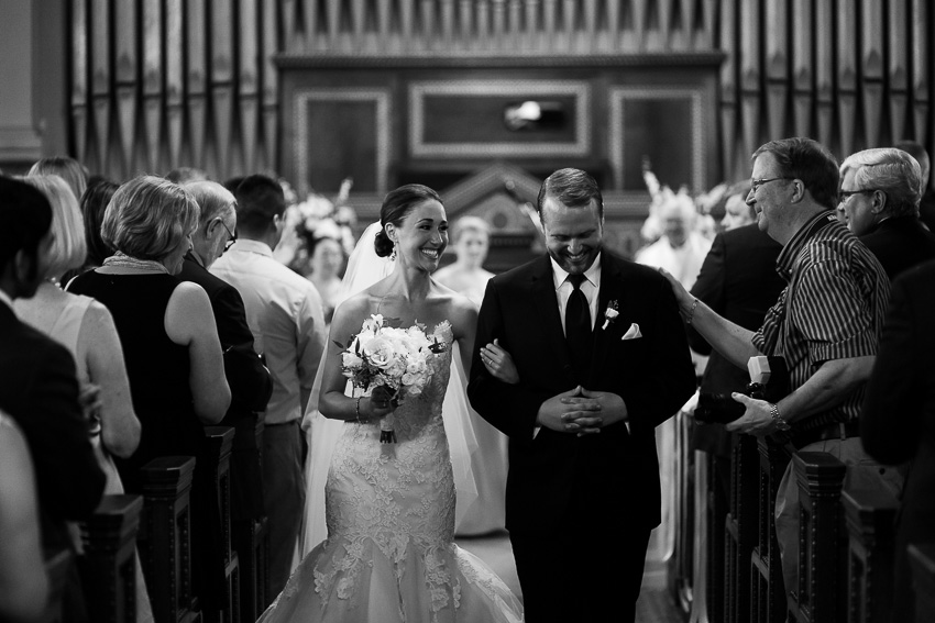 bride and groom after Auburn wedding ceremony