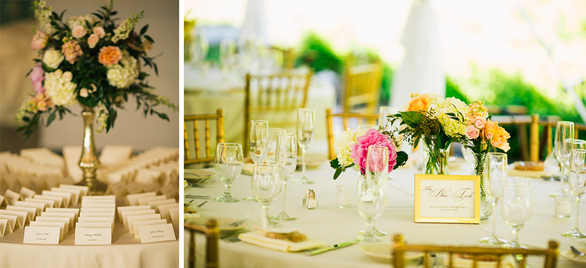 reception table details at Aurora Inn wedding