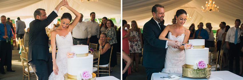 cake cutting outside at Aurora Inn