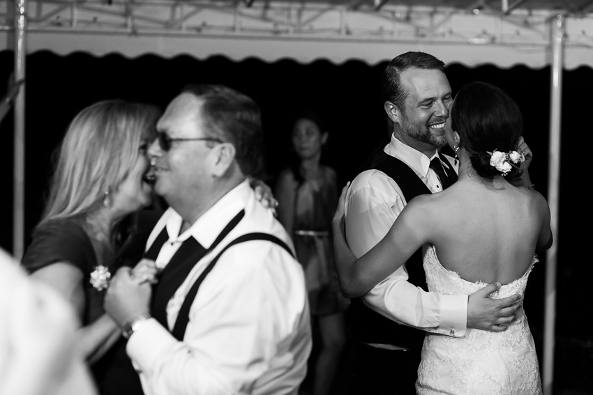 bride & groom dancing at Aurora Inn wedding reception