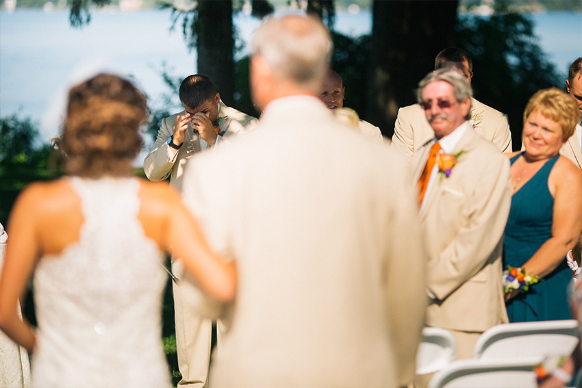 groom's reaction to seeing bride walking down aisle