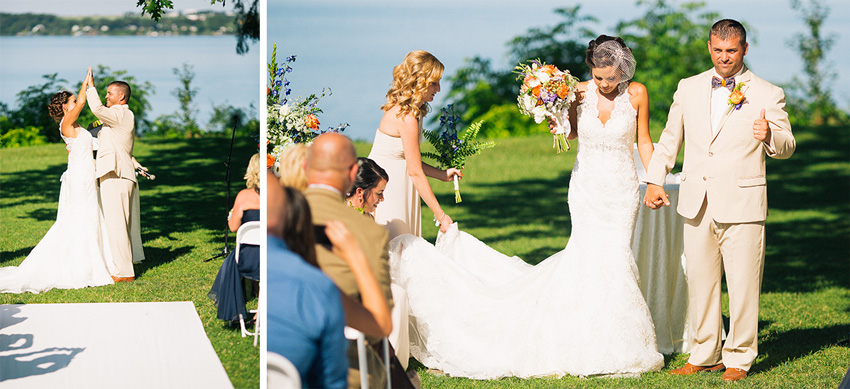 fun reactions at outdoor wedding ceremony