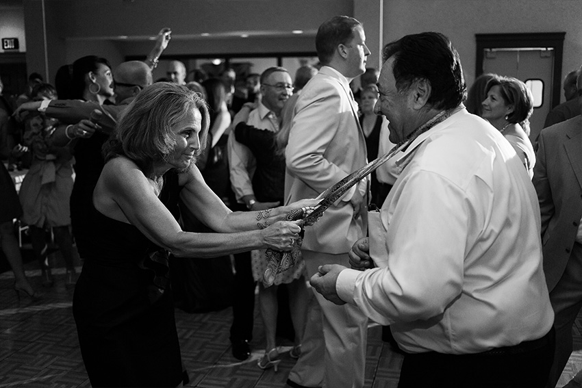 wedding guests dancing at belhurst reception