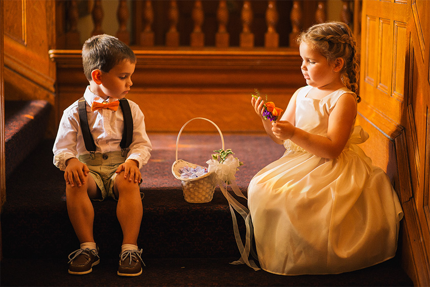 ring bearer & flower girl in Belhurst Castle