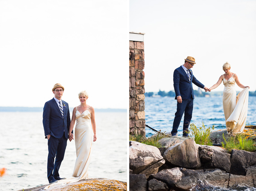 bride and groom photos in 1000 islands