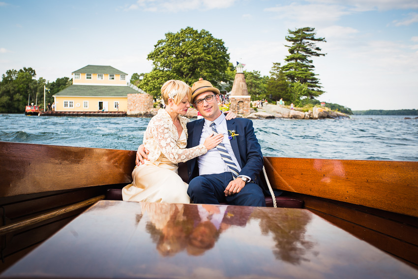 1000 island wedding photos in antique boat