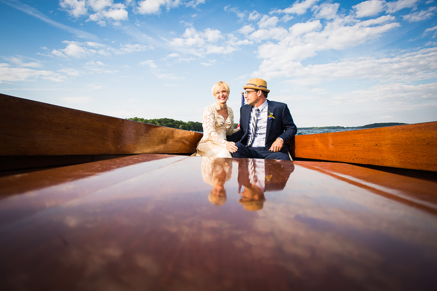 1000 islands wedding photos with antique boat