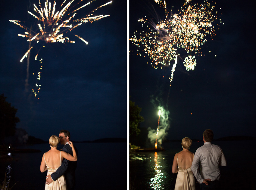 fireworks at thousand islands wedding