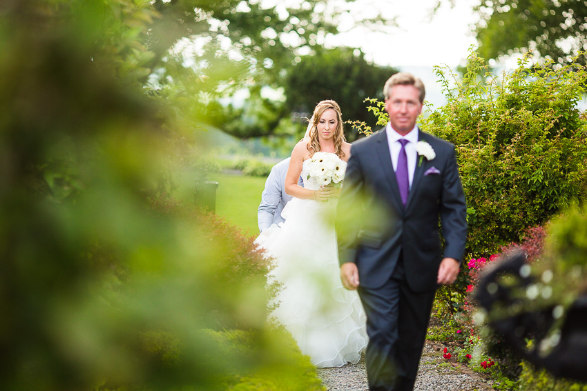 bride about to walk down aisle at John Joseph Inn