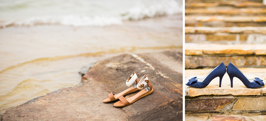 bride shoes and sandals on St. Lawrence river