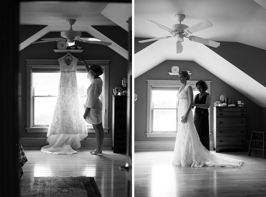 bride getting ready for thousand islands wedding