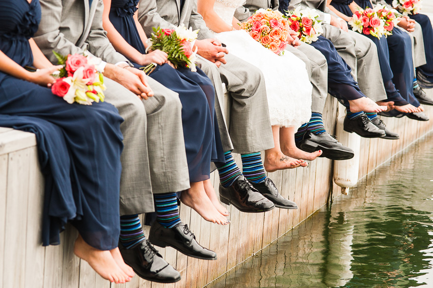 bridal party on a dock in the thousand islands