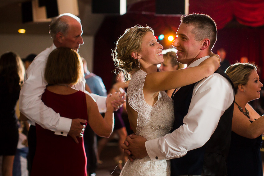 bride and groom dance at thousand islands wedding reception