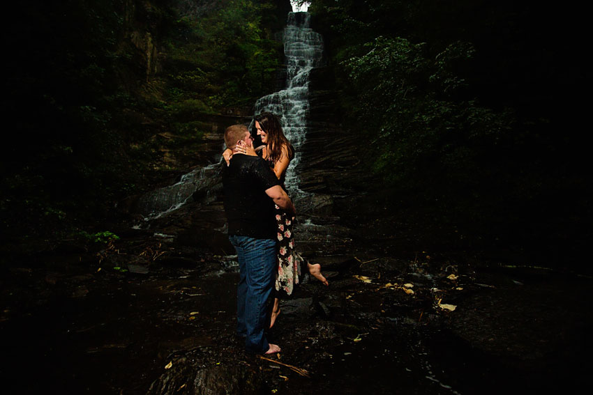 central new york waterfall engagement photography