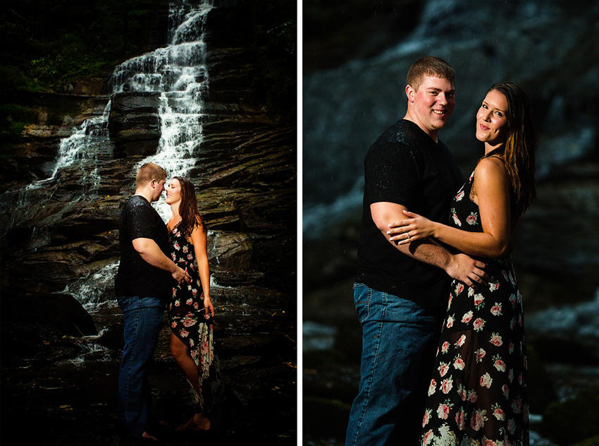 engagement photos with waterfall