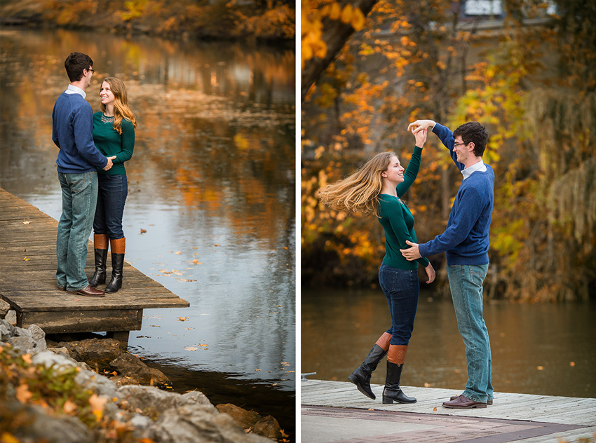 Engagement photos on Erie Canal at Schoen Place