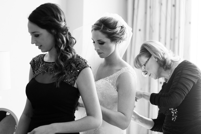 bride getting ready in Turning Stone hotel tower