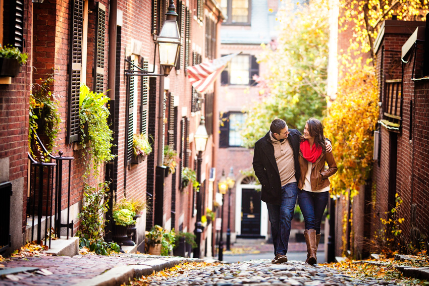 boston acorn street engagement photos