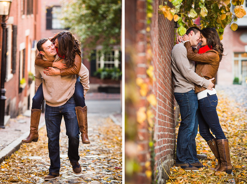 engagement photos on acorn street in Boston
