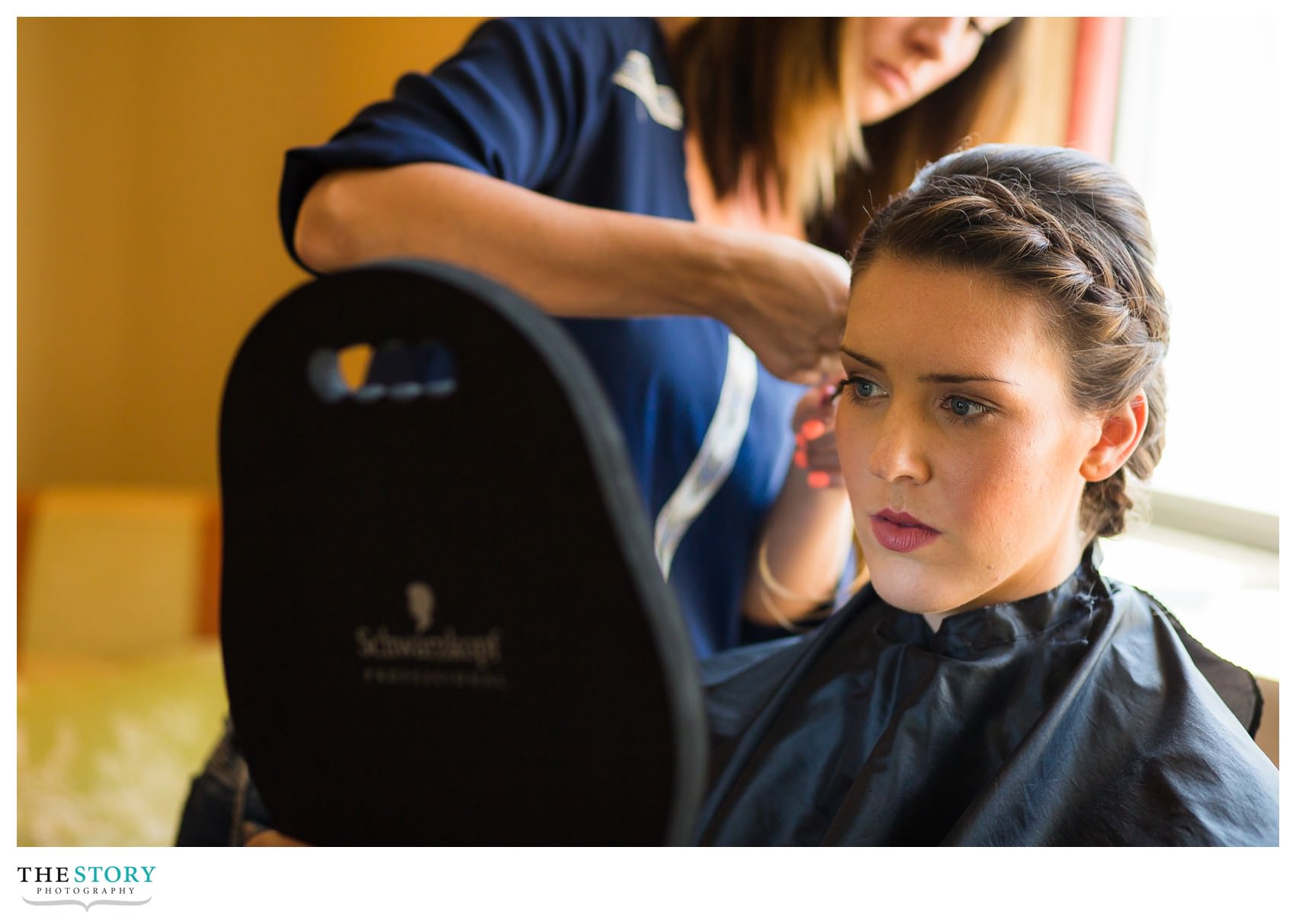 bride getting ready for genesee grande wedding