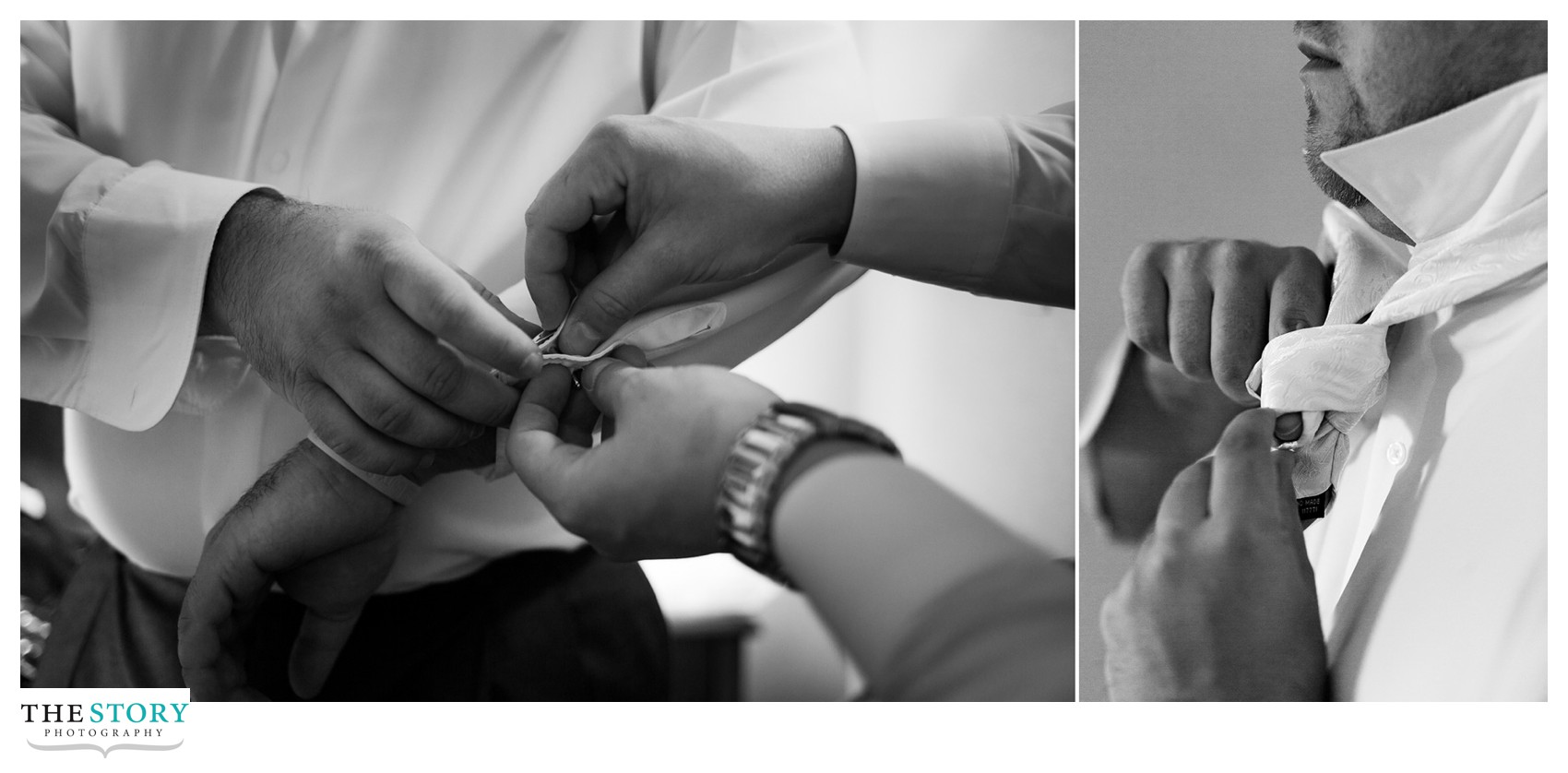 groom getting ready for genesee grande wedding