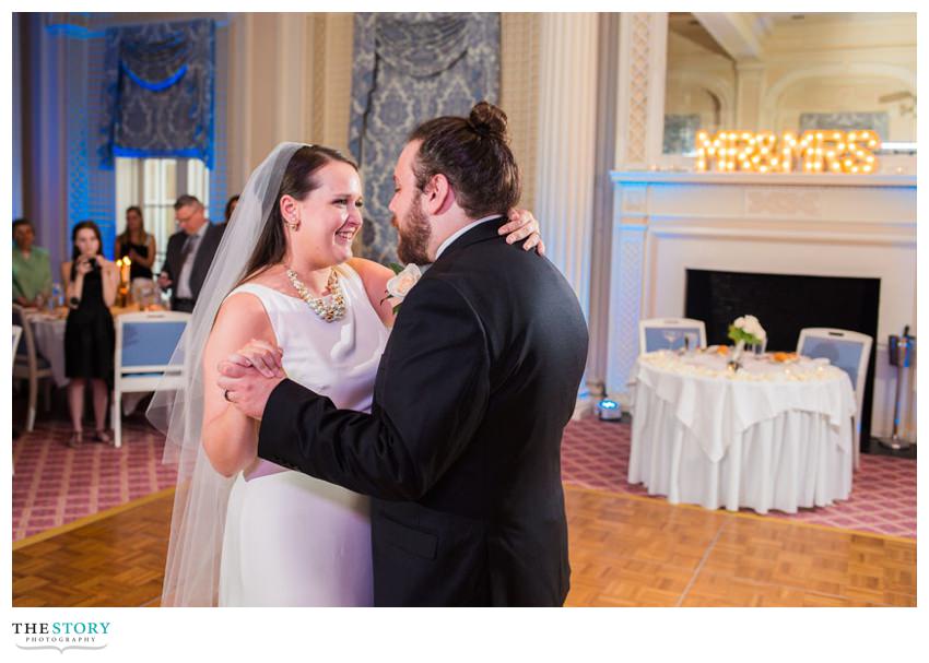 wedding first dance at The Otesaga ballroom