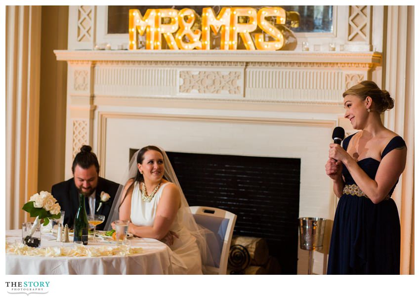 bridesmaid speech at The Otesaga resort wedding reception