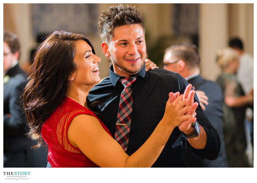 wedding guests dancing at Otesaga wedding