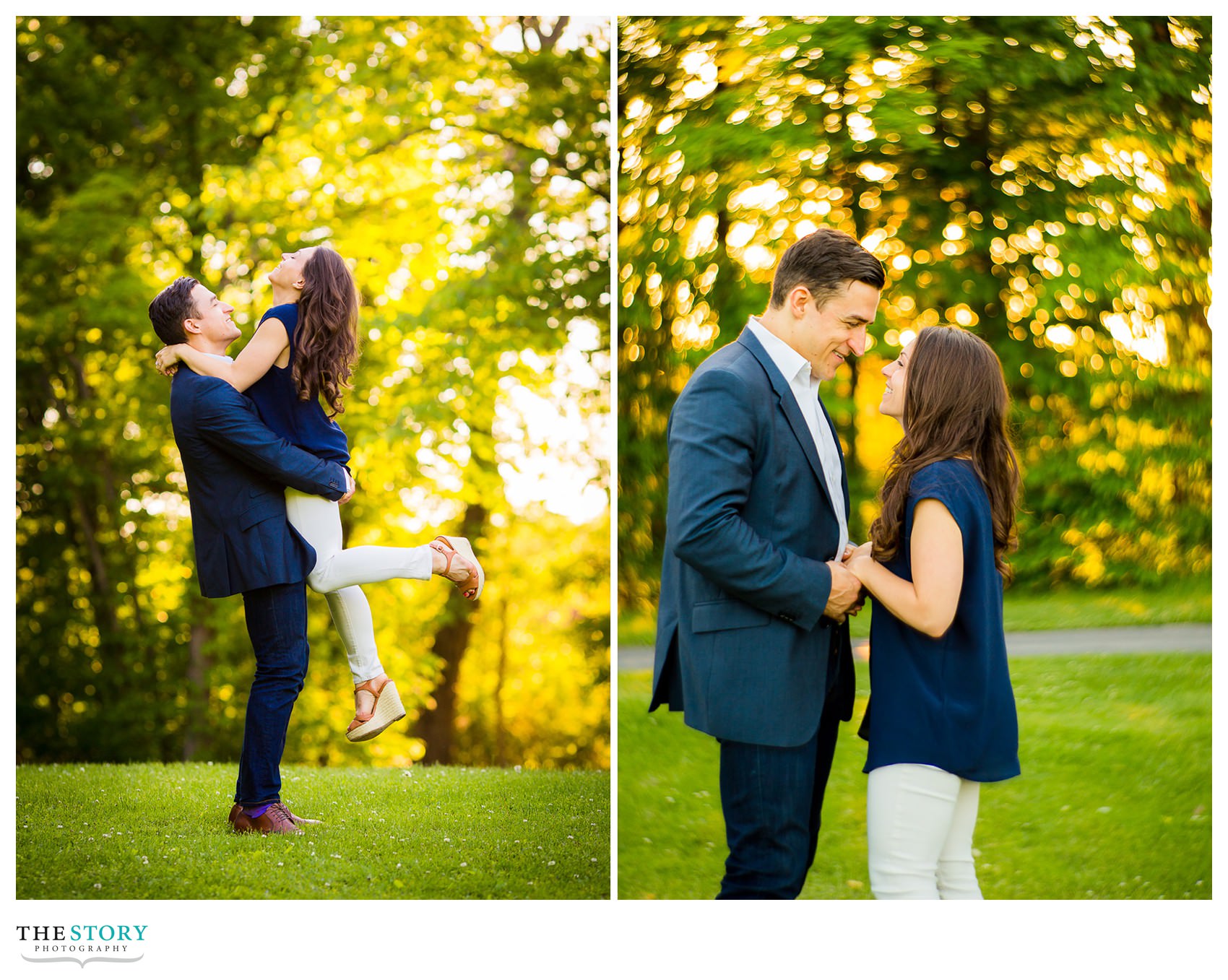 relaxed engagement photos at green lakes state park