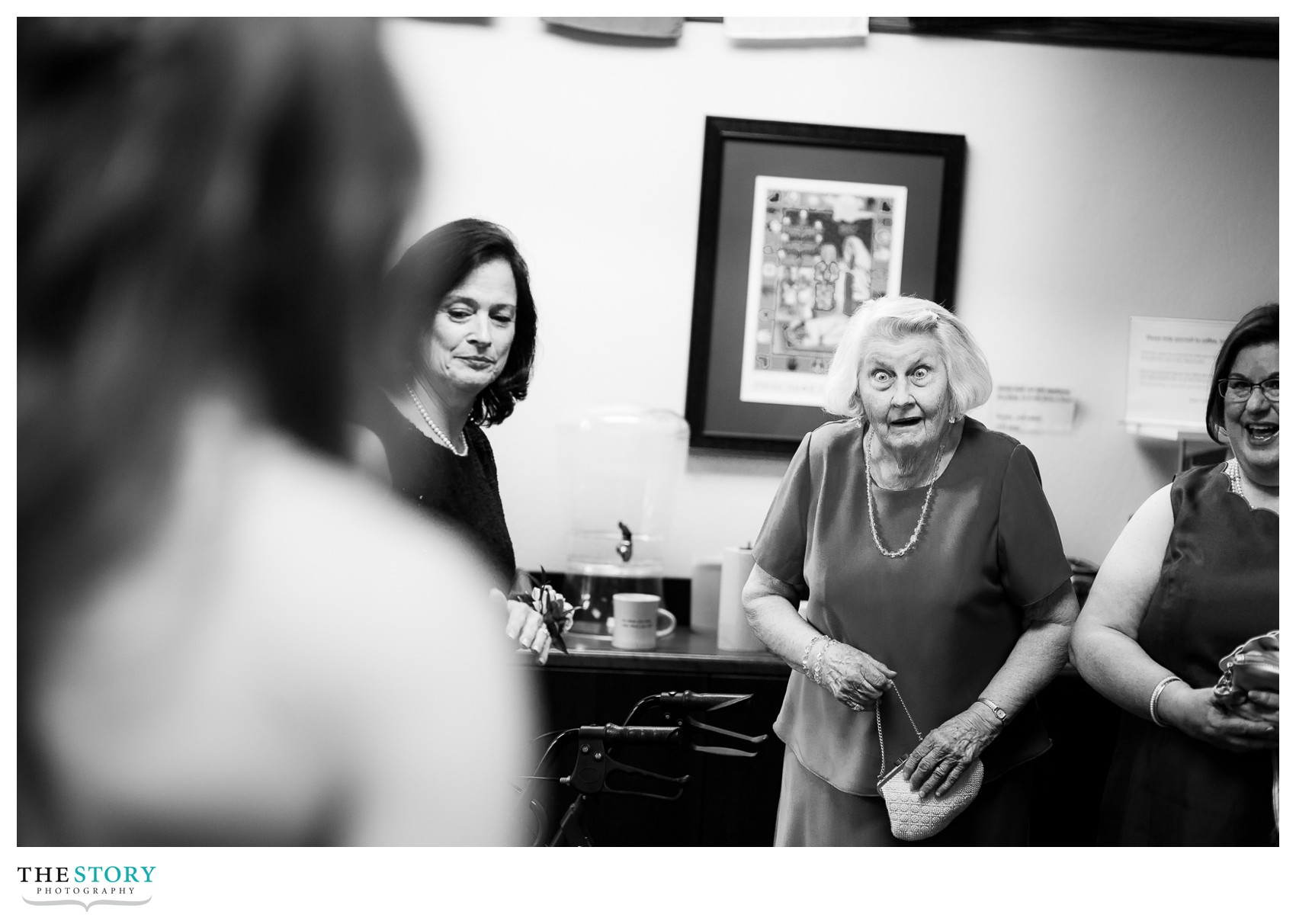 grandmother sees bride for first time on wedding day