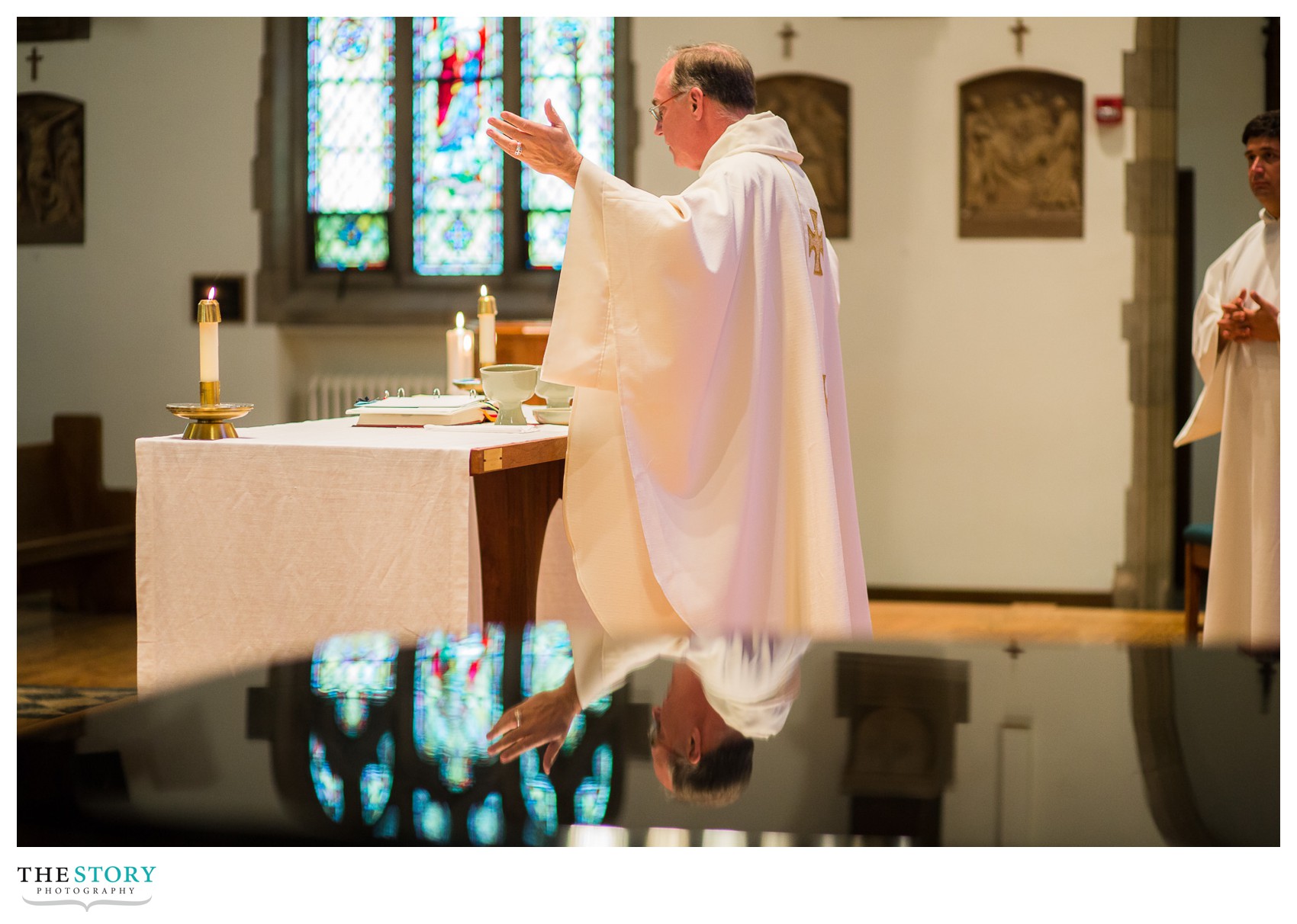 priest at Linehan Chapel wedding ceremony