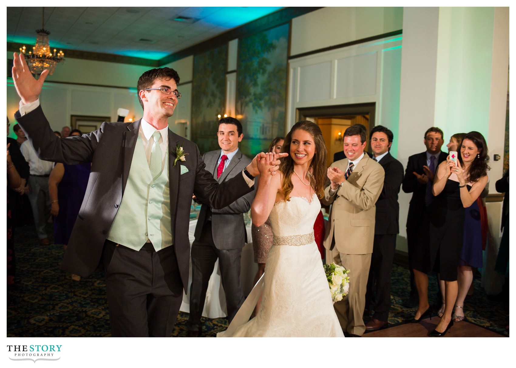 bride and groom enter reception at The Inn on Broadway, Rochester, NY