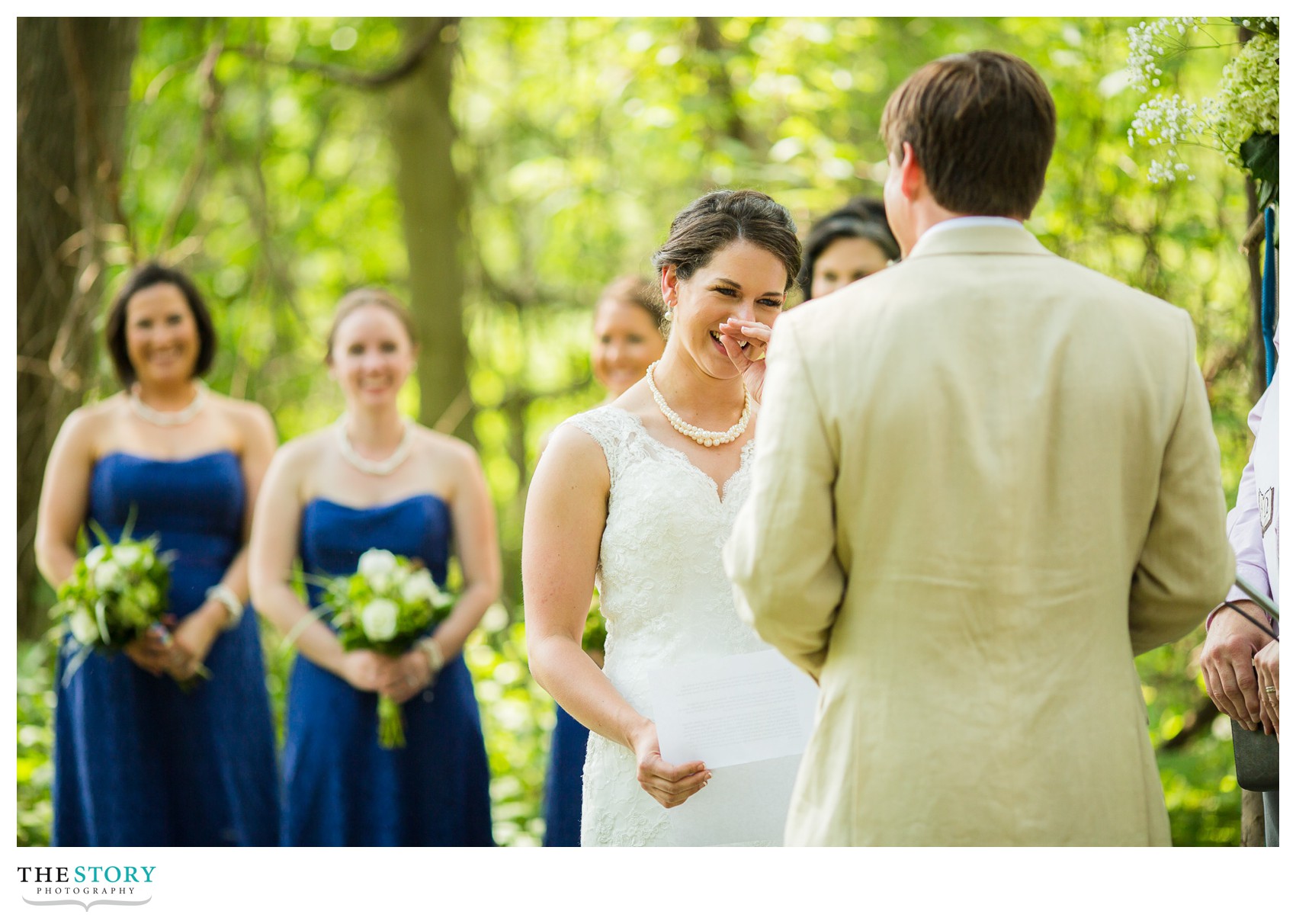 creekside wedding ceremony at Wolf Oak Acres