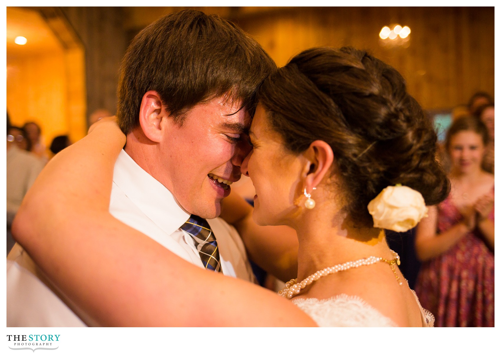 bride and groom enjoy the reception at Wolf Oak Acres barn wedding