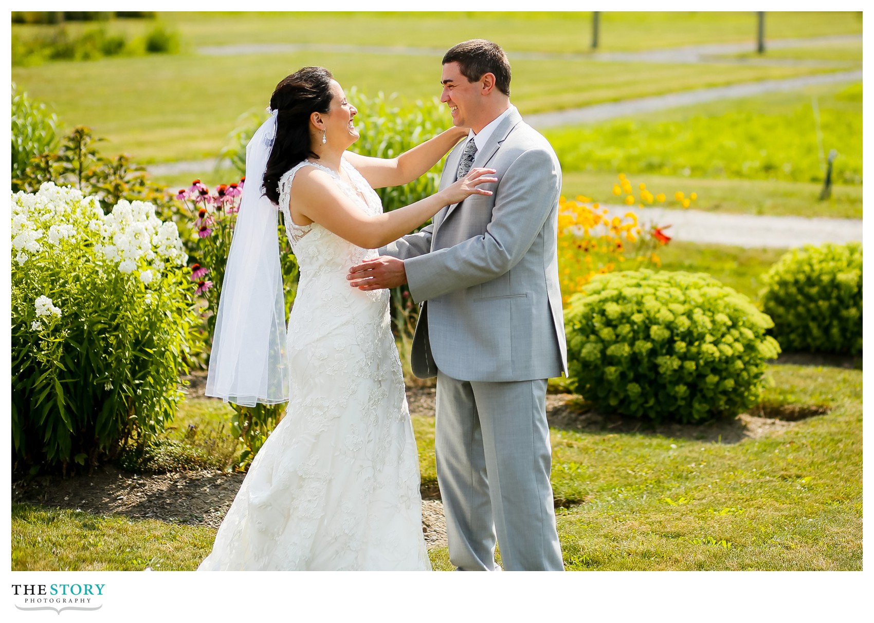 first look photography at Anyela's wedding in Skaneateles