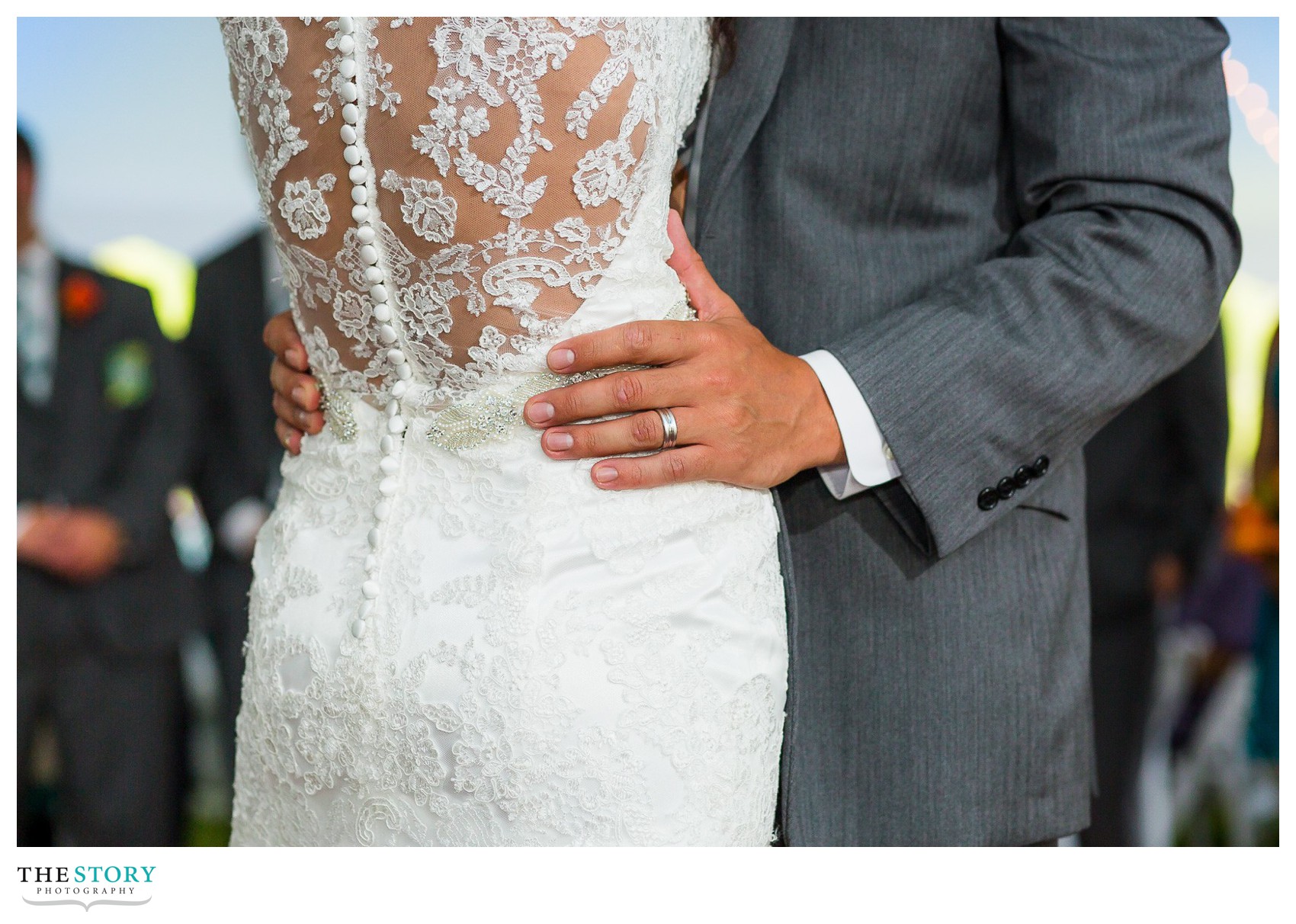 bride's lace back during wedding first dance