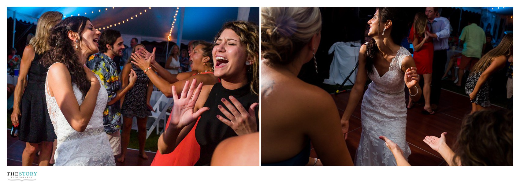 bride dancing at cazenovia tent wedding