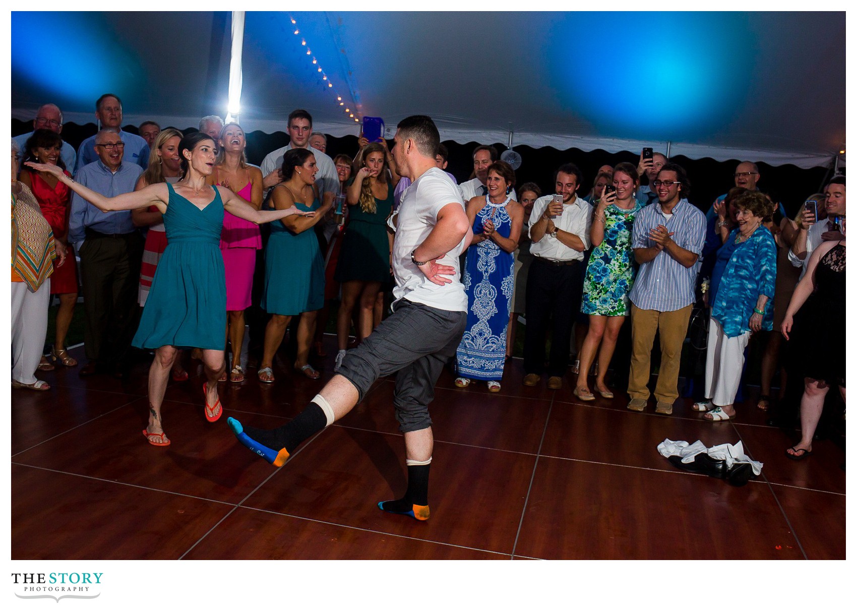 guests party at cazenovia tent wedding