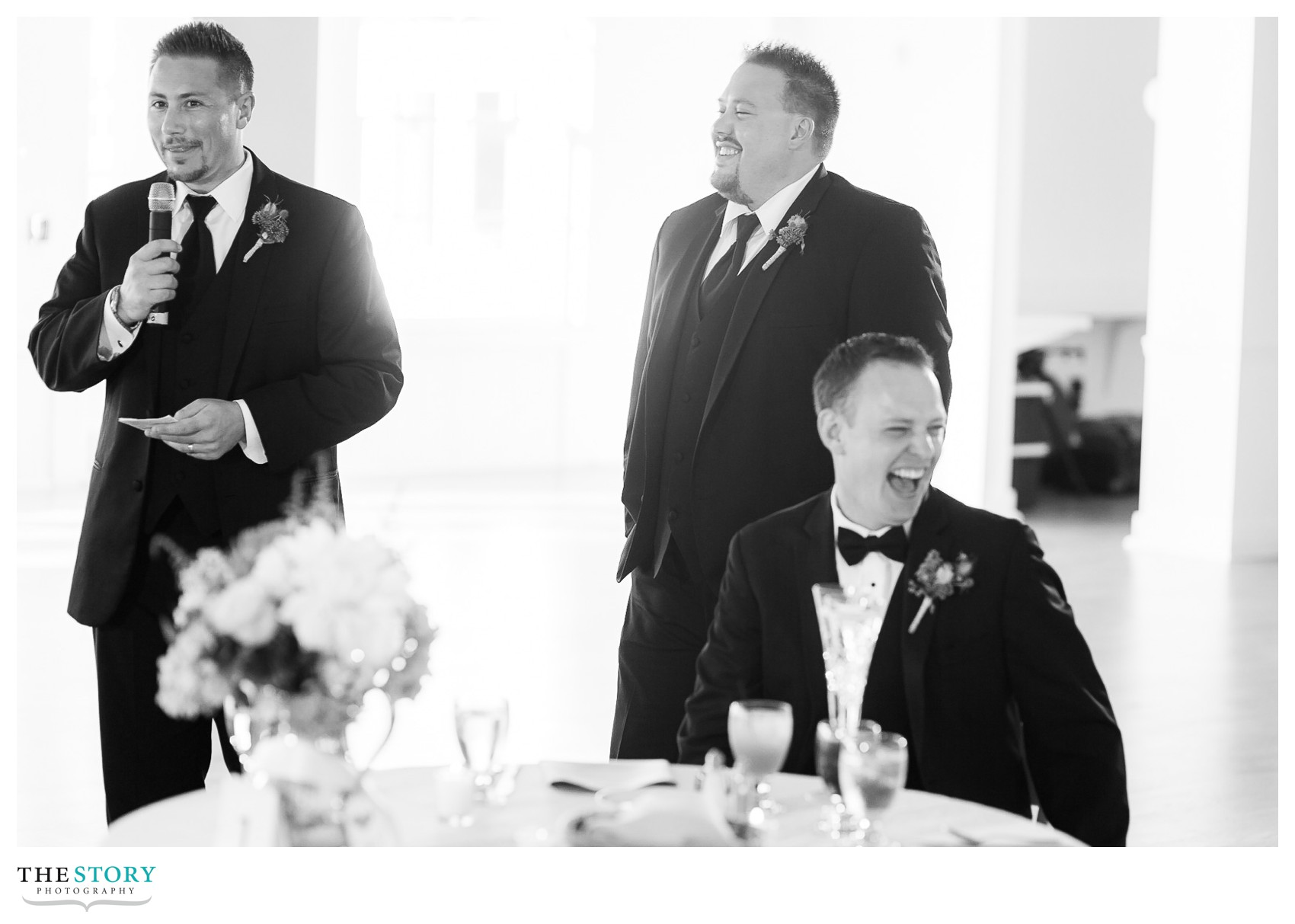 best men give speech at Emerson park wedding