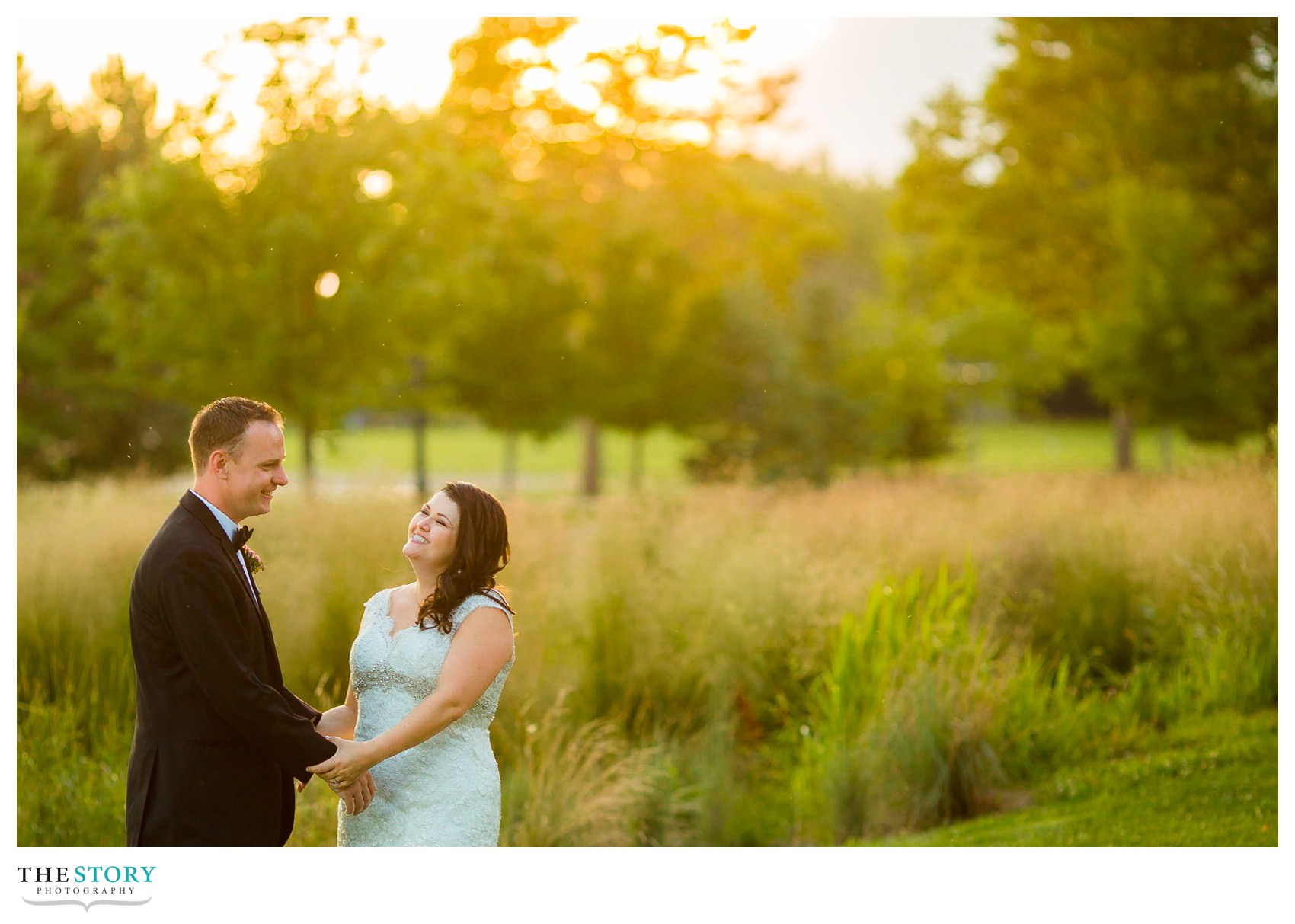 sunset wedding photo at emerson park