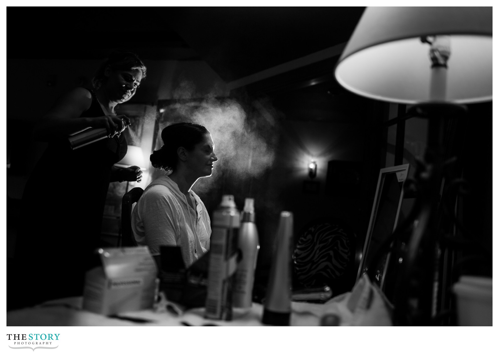 bride getting ready at mirbeau inn & spa