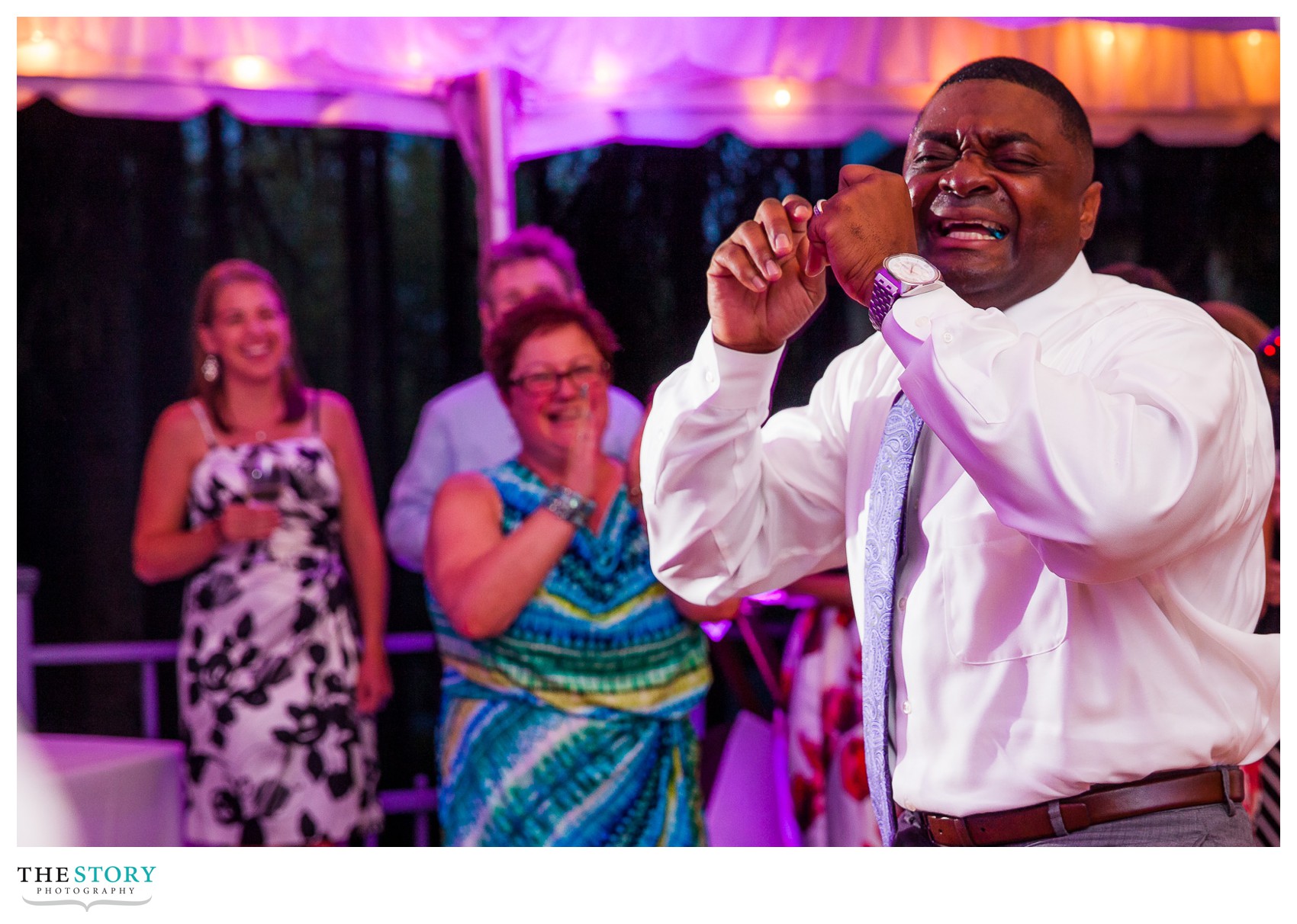 wedding guest enjoying reception at mirbeau